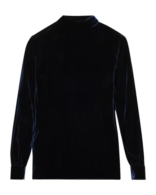 Giorgio Armani Mock-Neck Velvet Long-Sleeve Shirt