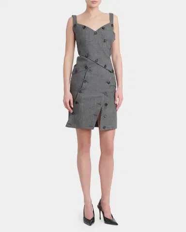 Ferragamo Double-Breasted Mouline Wool Mini Skirt | Thumbnail 2