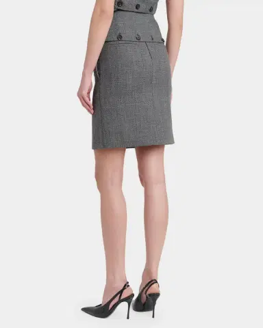 Ferragamo Double-Breasted Mouline Wool Mini Skirt | Thumbnail 3