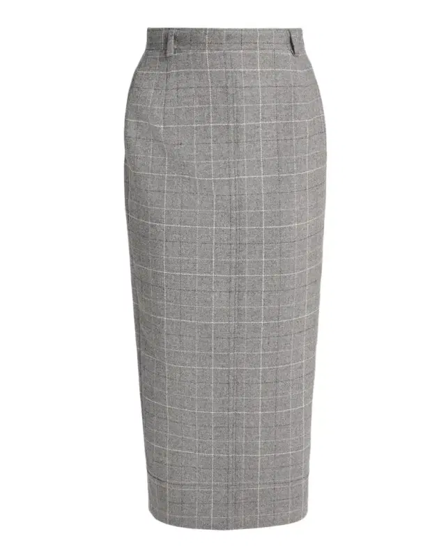 Thom Browne Windowpane Wool Tailored Midi Skirt