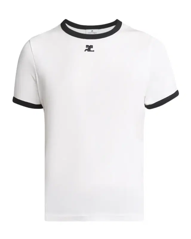 Courrèges Logo-Embroidered Cotton T-Shirt with Tipping