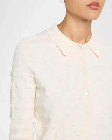 Lela Rose Pucker Dot Knit Collared Cardigan | Thumbnail 5