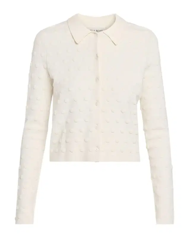 Lela Rose Pucker Dot Knit Collared Cardigan