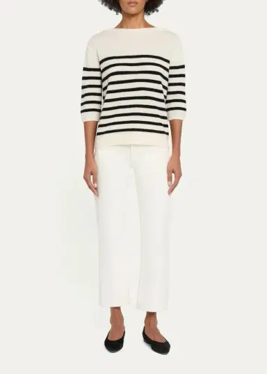 MAJESTIC FILATURES Merino Extrafine Striped Crewneck Sweater | Thumbnail 2