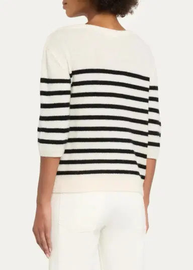MAJESTIC FILATURES Merino Extrafine Striped Crewneck Sweater | Thumbnail 3