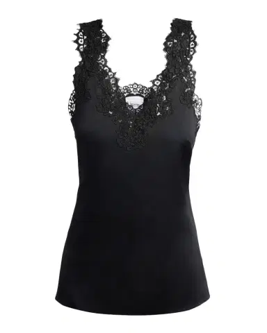 Stella McCartney V-Neck Lace-Trim Satin Sleeveless Top | Thumbnail 1 Stella McCartney V-Neck Lace-Trim Satin Sleeveless Top | Thumbnail 1