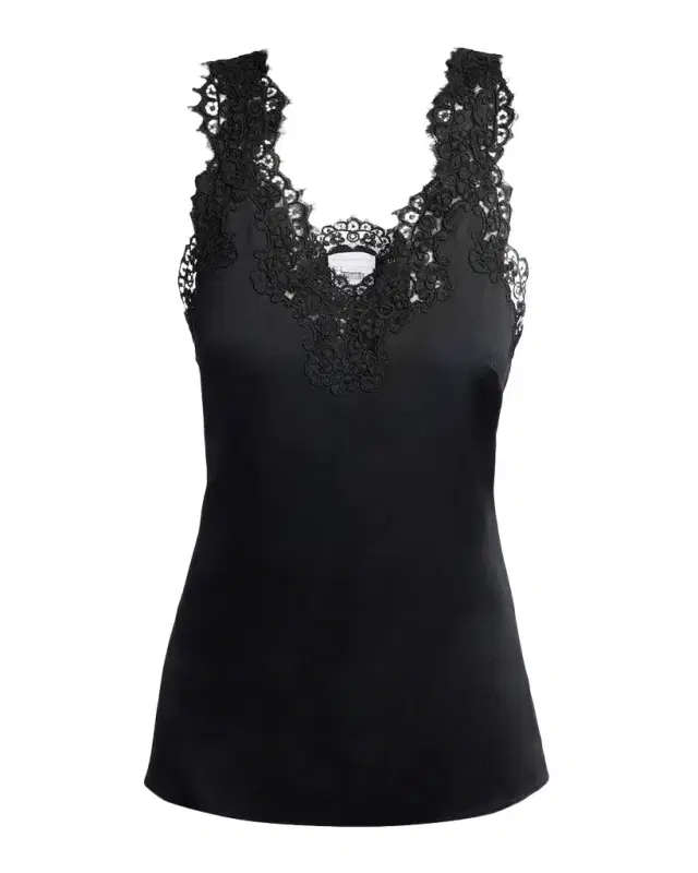 Stella McCartney V-Neck Lace-Trim Satin Sleeveless Top
