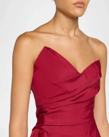 MONIQUE LHUILLIER Strapless Sculptural Draped Silk Faile Gown | Thumbnail 5 MONIQUE LHUILLIER Strapless Sculptural Draped Silk Faile Gown | Thumbnail 5