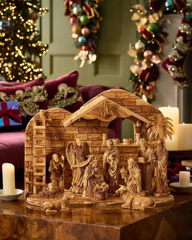 Bethlehem Star Large Olive Wood Nativity Set