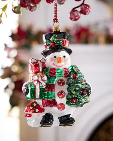 Exclusive Snowman with Gifts and Tree Christmas Ornament | Thumbnail 1