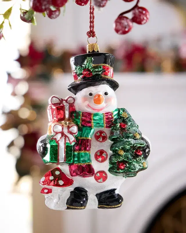 Exclusive Snowman with Gifts and Tree Christmas Ornament