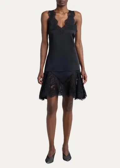 Stella McCartney V-Neck Lace-Trim Satin Sleeveless Top | Thumbnail 2 Stella McCartney V-Neck Lace-Trim Satin Sleeveless Top | Thumbnail 2