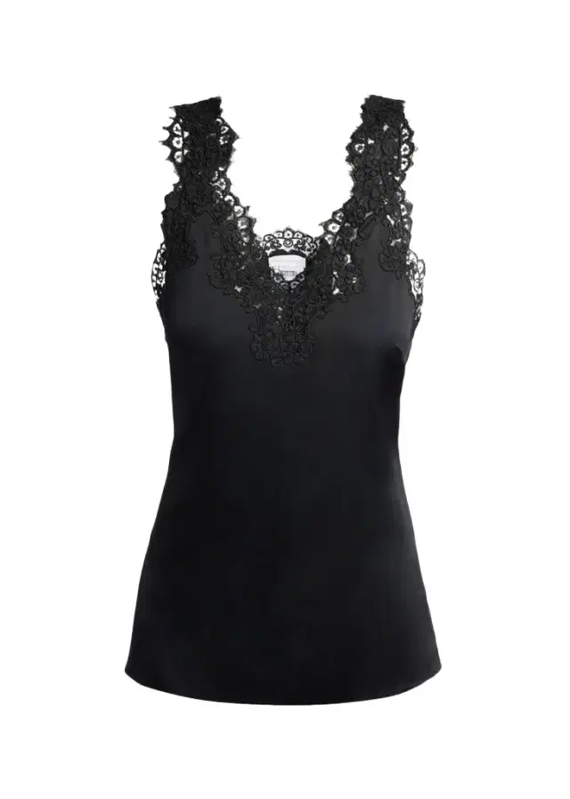 Stella McCartney V-Neck Lace-Trim Satin Sleeveless Top