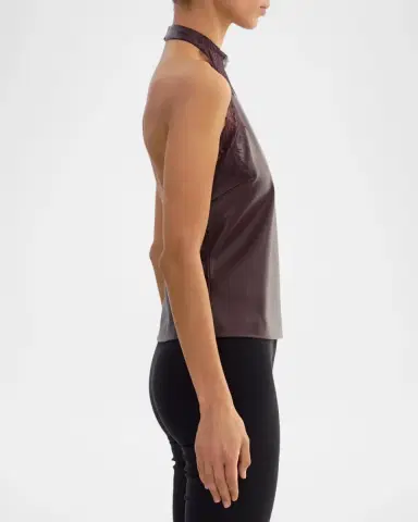 LAMARQUE Ginny Faux Leather Lace-Trim Halter Top | Thumbnail 4 LAMARQUE Ginny Faux Leather Lace-Trim Halter Top | Thumbnail 4