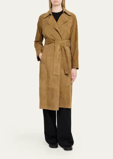 ARMA Yava Wrap-Front Lambskin Suede Coat | Thumbnail 2 ARMA Yava Wrap-Front Lambskin Suede Coat | Thumbnail 2