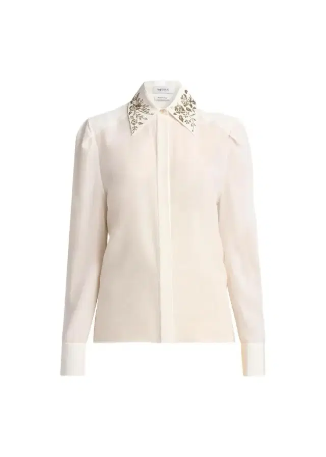 McQueen Embellished Collar Silk Button-Down Shirt