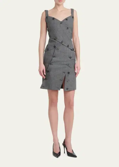 Ferragamo Double-Breasted Mouline Wool Mini Skirt | Thumbnail 2