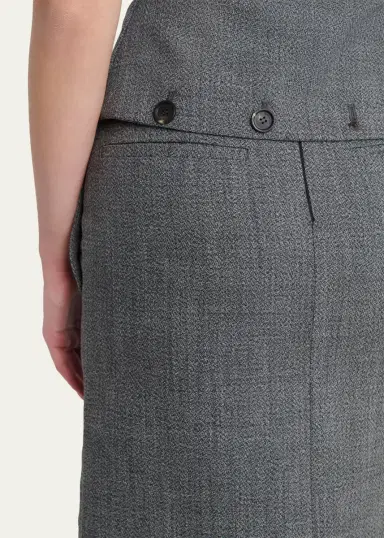 Ferragamo Double-Breasted Mouline Wool Mini Skirt | Thumbnail 5