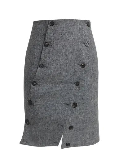 Ferragamo Double-Breasted Mouline Wool Mini Skirt | Thumbnail 1