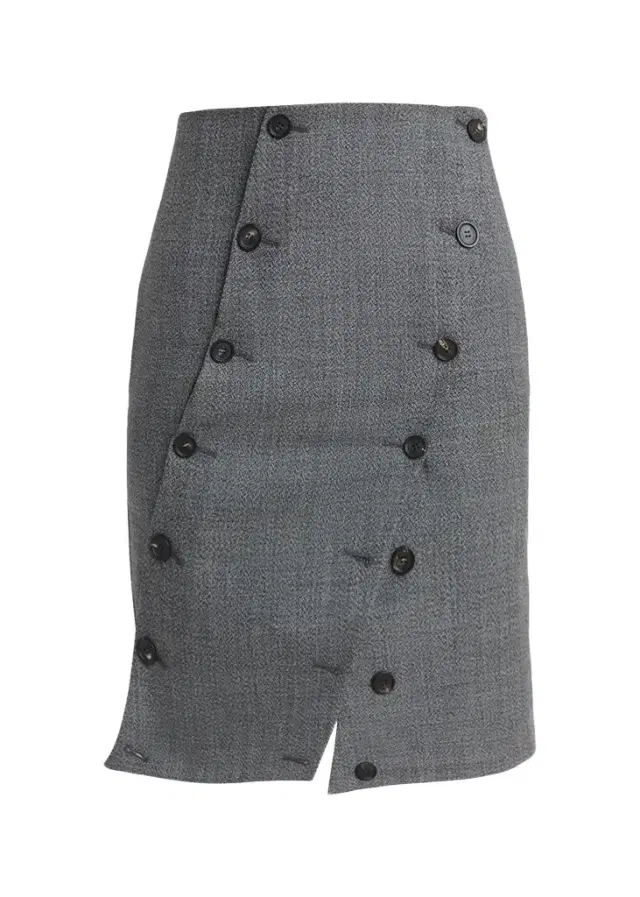 Ferragamo Double-Breasted Mouline Wool Mini Skirt
