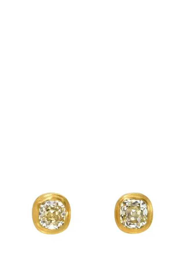 DARIUS 18K Antique Old-Mine Diamond Ziggurat Stud Earrings