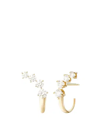 Melissa Kaye 18K Yellow Gold Aria Dagger Huggie Earrings with Diamonds | Thumbnail 2