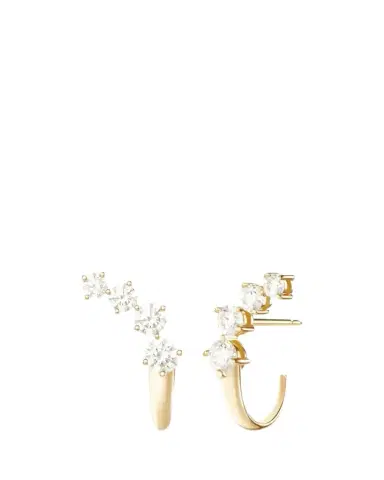 Melissa Kaye 18K Yellow Gold Aria Dagger Huggie Earrings with Diamonds | Thumbnail 1