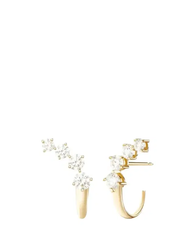Melissa Kaye 18K Yellow Gold Aria Dagger Huggie Earrings with Diamonds