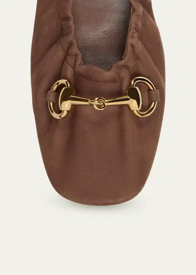 Gucci Ruched Suede Ballerina Flats | Thumbnail 3