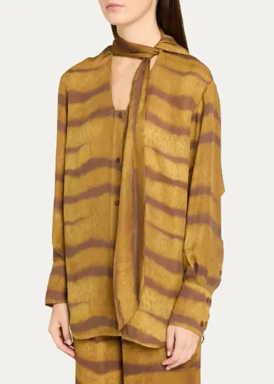 Frame The Silk Oversized Tie-Neck Shirt | Thumbnail 4 Frame The Silk Oversized Tie-Neck Shirt | Thumbnail 4
