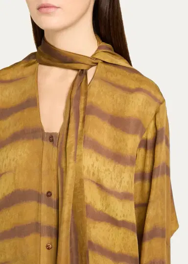 Frame The Silk Oversized Tie-Neck Shirt | Thumbnail 5 Frame The Silk Oversized Tie-Neck Shirt | Thumbnail 5