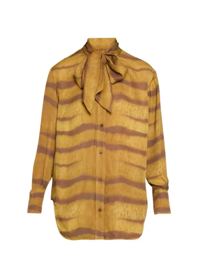 Frame The Silk Oversized Tie-Neck Shirt