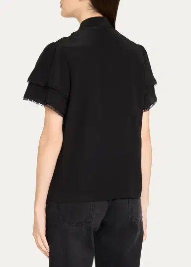 Frame Arcadia Silk Short-Sleeve Top | Thumbnail 3 Frame Arcadia Silk Short-Sleeve Top | Thumbnail 3