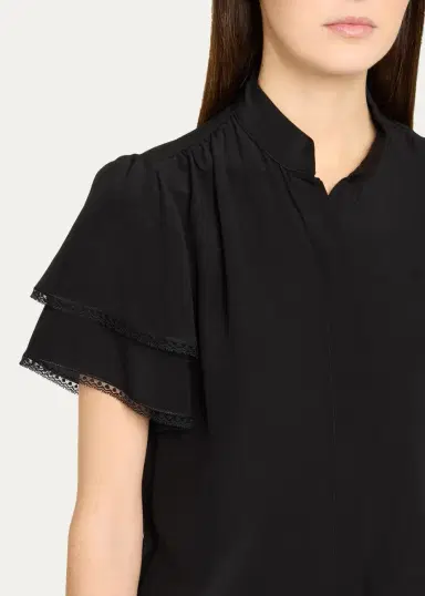 Frame Arcadia Silk Short-Sleeve Top | Thumbnail 5 Frame Arcadia Silk Short-Sleeve Top | Thumbnail 5
