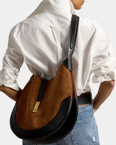 Polo Ralph Lauren Polo ID Large Suede Shoulder Bag | Thumbnail 5 Polo Ralph Lauren Polo ID Large Suede Shoulder Bag | Thumbnail 5