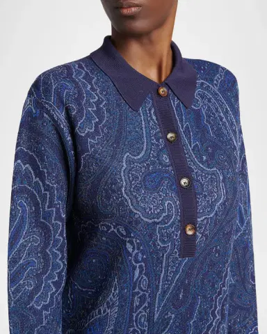 Etro Paisley Wool-Cashmere Polo Sweater | Thumbnail 5