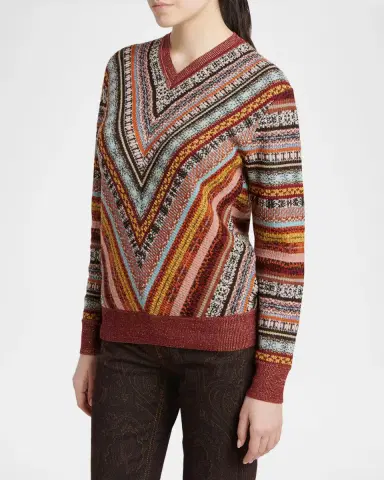 Etro Fair-Isle Wool-Blend Crewneck Sweater | Thumbnail 4 Etro Fair-Isle Wool-Blend Crewneck Sweater | Thumbnail 4