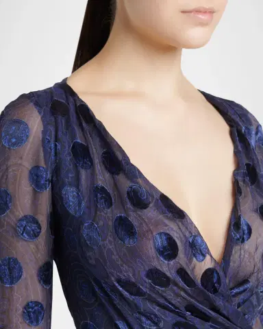 Etro Silk Semi-Sheer Polka Dot Long Dress | Thumbnail 5