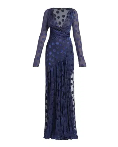 Etro Silk Semi-Sheer Polka Dot Long Dress | Thumbnail 1