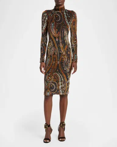 Etro Paisley Mock-Neck Knee-Length Dress | Thumbnail 2