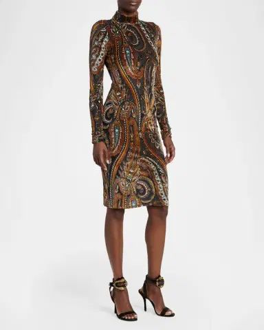 Etro Paisley Mock-Neck Knee-Length Dress | Thumbnail 4