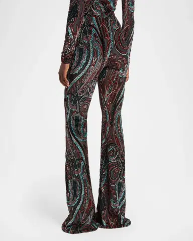 Etro Paisley Velvet Burnout Flare Pants | Thumbnail 3