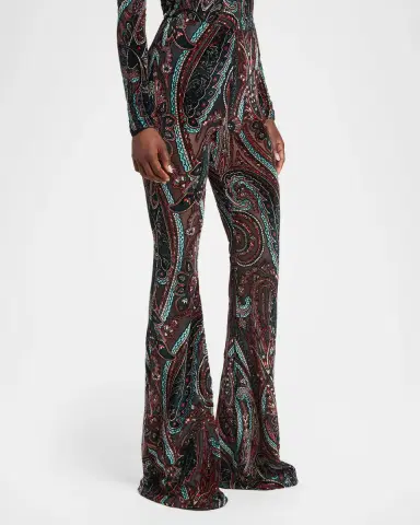 Etro Paisley Velvet Burnout Flare Pants | Thumbnail 4