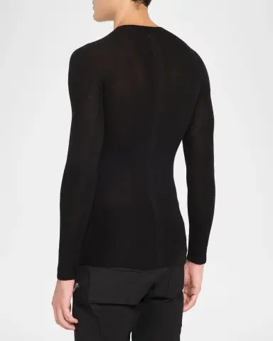 Rick Owens Men's Wool Rib Crewneck Sweater | Thumbnail 3
