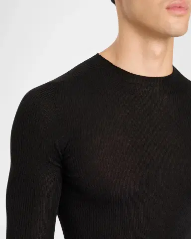 Rick Owens Men's Wool Rib Crewneck Sweater | Thumbnail 5