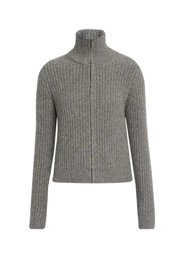 Nili Lotan Arlen Funnel-Neck Wool-Blend Knit Cardigan