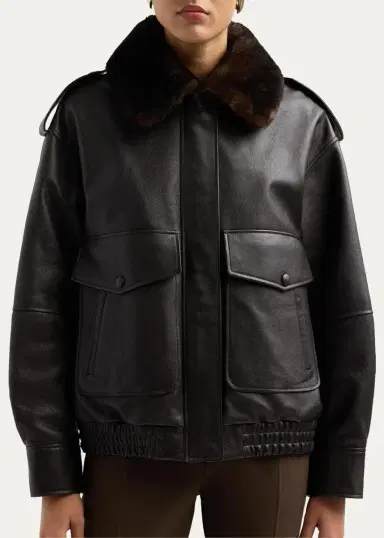 Loulou de Saison Russo Lamb Shearling Collar & Leather Military Jacket | Thumbnail 5 Loulou de Saison Russo Lamb Shearling Collar & Leather Military Jacket | Thumbnail 5