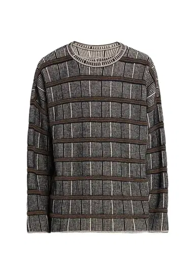 Giorgio Armani Men's Geometric Striped Silk-Blend Crewneck Sweater | Thumbnail 1