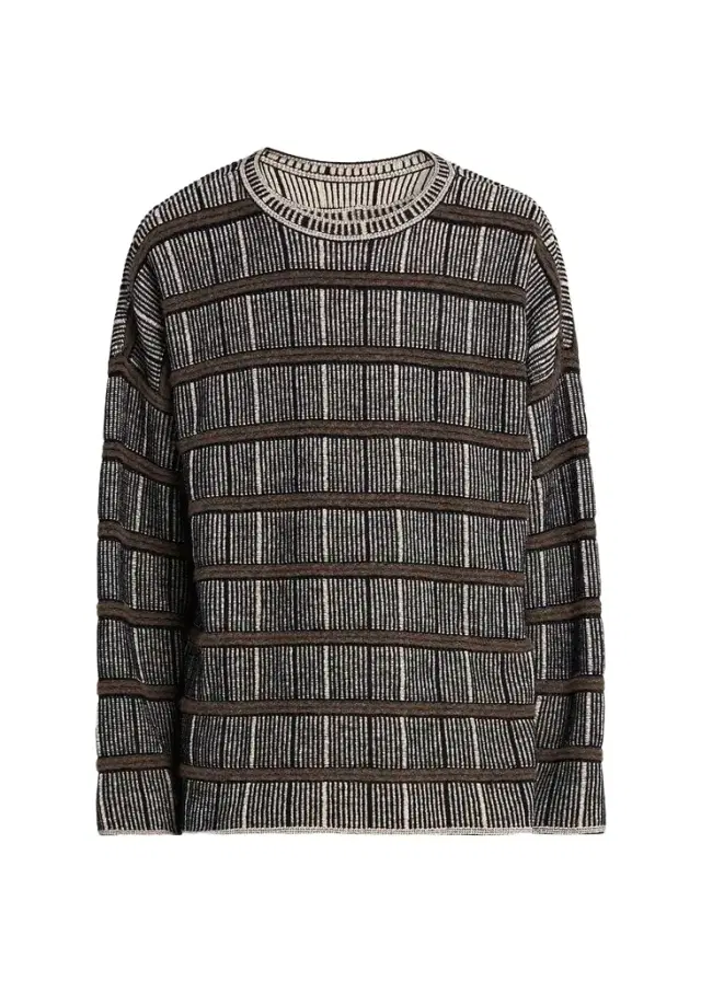 Giorgio Armani Men's Geometric Striped Silk-Blend Crewneck Sweater