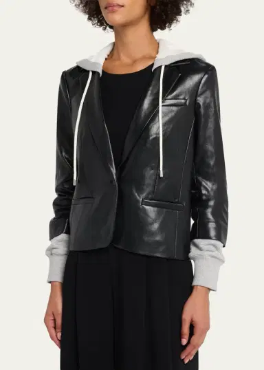 Cinq à Sept Hooded Vegan Leather Jacket | Thumbnail 4